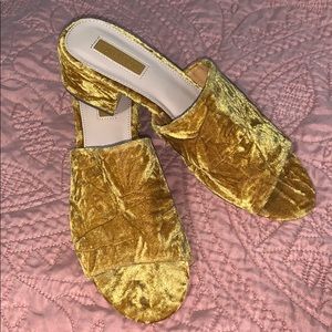 Golden Block Heel Mule